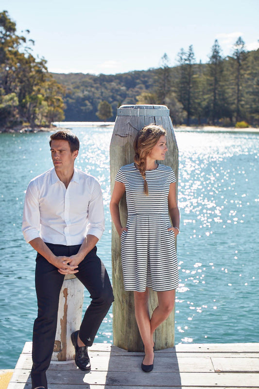 Stripe Babydoll & LS Shirt with Classic Chino