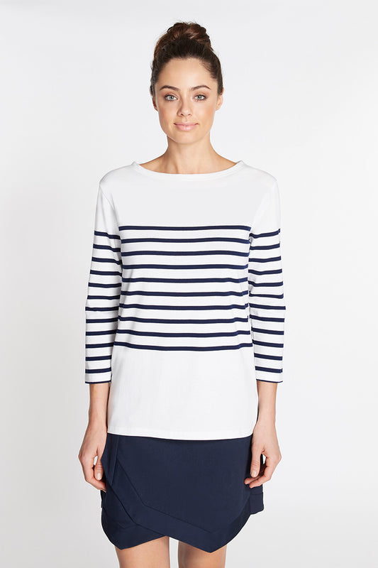Stripe 3/4 Knit Top